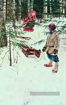 hiver Nikolay Bogdanov Belsky enfants impressionnisme enfant Peinture à l'huile